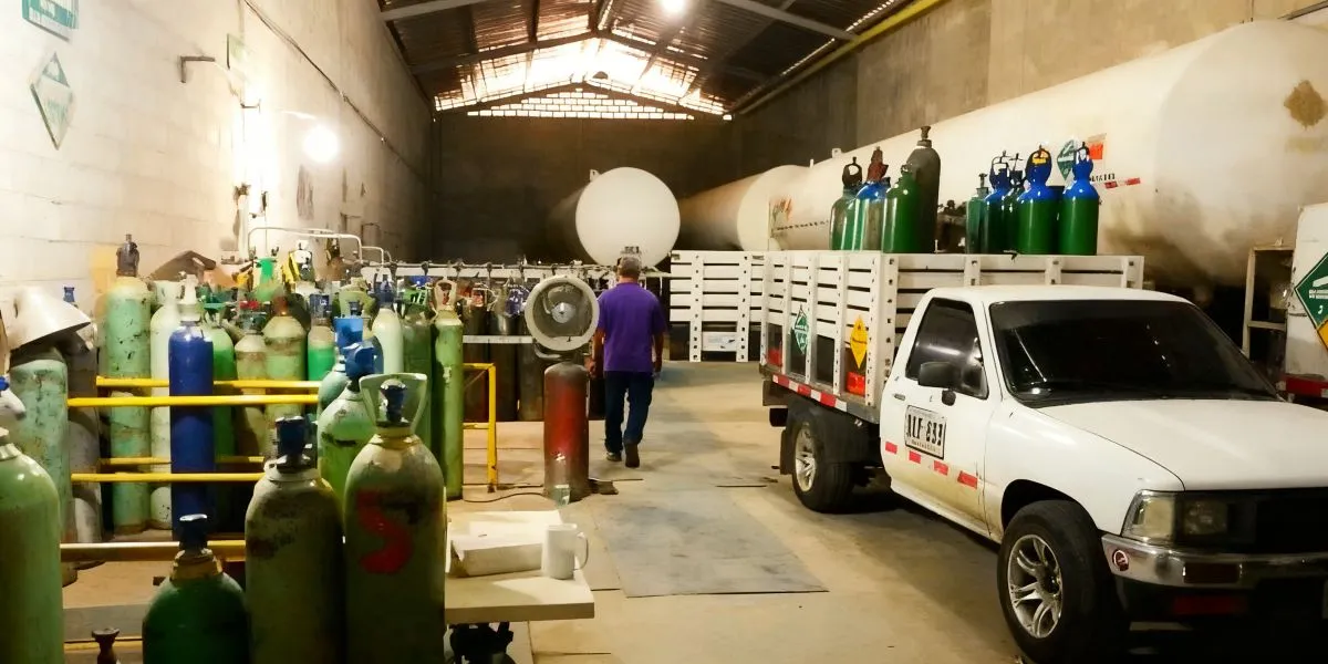 Cilindros de oxígeno industrial para soldadura y corte de metales en Barranquilla